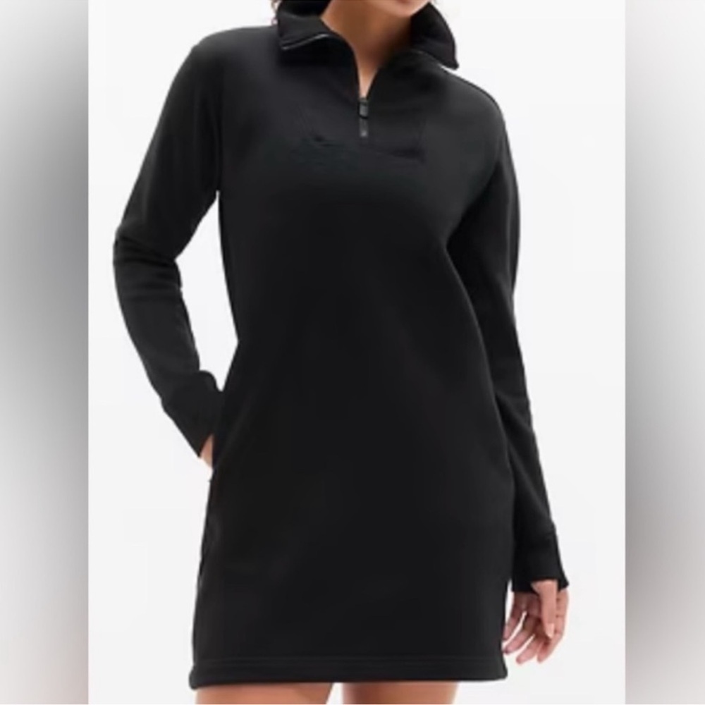 Athleta Black 1/4 Zip Sweater Mini Dress